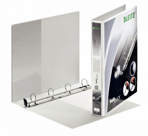 Leitz SoftClick 4 Ring Binder, Holds up to 230 Sheets, 44 mm Spine, A4, White - Outer carton of 6