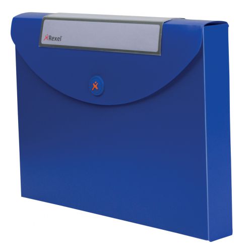 Rexel Optima Job Box Polypropylene Magnetic-seal for 400 Sheets 40mm A4 Blue