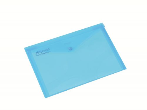 Rexel Popper Wallets A4 150 Sheet Capacity Blue (5 Pack)