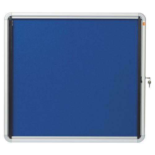 Nobo Noticeboard for Interior Glazed Case Lockable Fabric 6xA4 W692xH752mm Ref 1902555