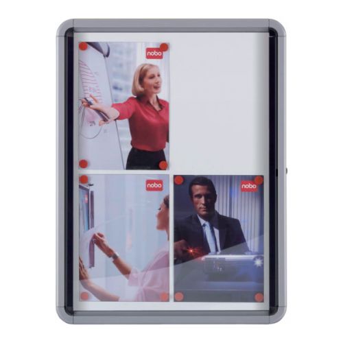 Nobo Premium Plus Magnetic Lockable Notice Board 4xA4 White