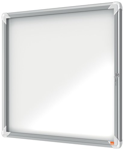 Nobo Premium Plus Outdoor Lockable Magnetic Whiteboard Display Case Aluminium Frame 6 x A4 White 709x668mm 1902578 25162AC