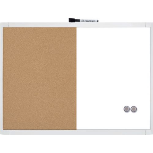 Nobo small Magnetic Whiteboard and Cork Notice Board 585x430mm Assorted - Outer carton of 4
