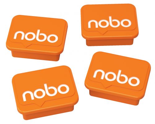 Nobo Whiteboard Magnets Orange (Pack 4)