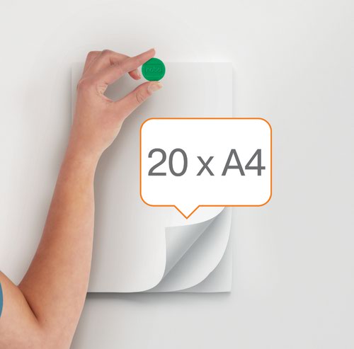 22063AC | Whiteboard magnets for displaying memos or messages neatly and securely on a magnetic board or used as fridge magnets. Pack of 10 coloured magnets, 38mm diameter.