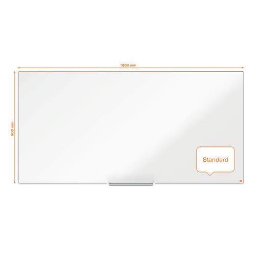 Claim a Free Nobo Whiteboard Starter Kit when you purchase this product until 30th June 2024Terms & Conditions apply, to claim please register online  here.Enamel magnetic whiteboard with a contemporary slim and stylish frame delivers a more accessible and optimal writing surface.The InvisaMount™ system makes installation easy with fixings neatly concealed behind the board, a stylish whiteboard pen tray is included for the storage of whiteboard markers and erasers.The enamel magnetic whiteboard surface offers a superior level of erasability and durability for frequent use.Size: 1800x900mm.