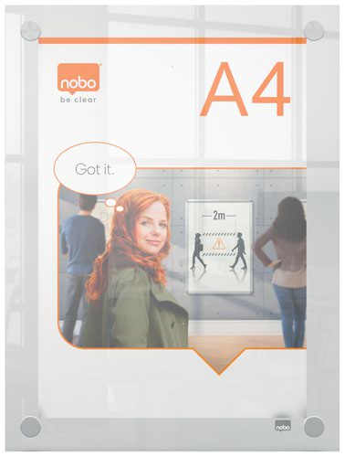 Nobo A4 Acrylic Wall Mounted Poster Frame Clear 1915591 ACCO Brands