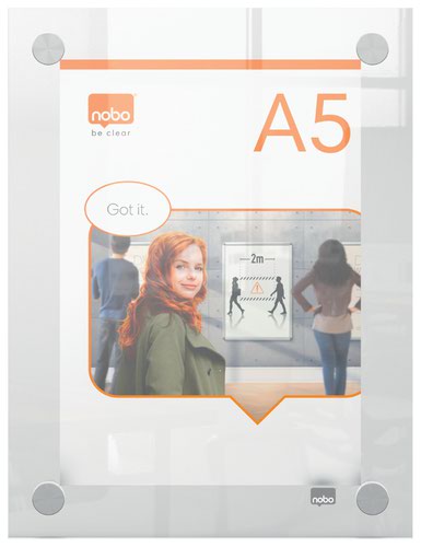 Nobo A5 Acrylic Wall Mounted Poster Frame Clear 1915592 | NB62082 | ACCO Brands