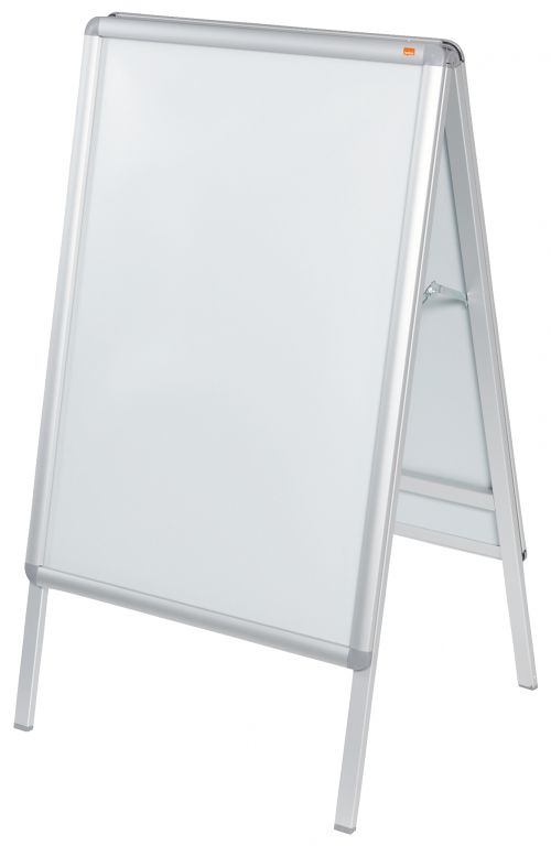 Nobo A1 A-Frame Pavement Display Board with Snap Frame; Aluminium Frame; Silver; Double Sided