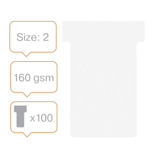 Nobo T-Card Size 2 48 x 85mm White (Pack of 100) 2002002 - NB38900