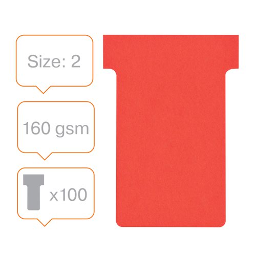 Nobo T-Cards A50 Size 2 Red (Pack 100) 2002003 26135AC