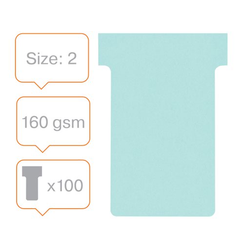 Nobo T-Card Size 2 48 x 85mm Light Blue (Pack of 100) 2002006 | NB38908 | ACCO Brands