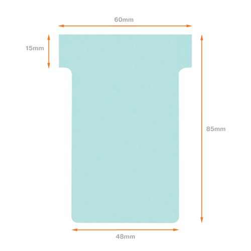 Nobo T-Cards 160gsm Tab Top 15mm W60x Bottom W48.5x Full H85mm Size 2 Light Blue Ref 2002006 [Pack 100] 490987 Buy online at Office 5Star or contact us Tel 01594 810081 for assistance