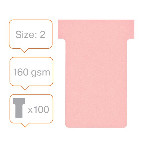 Nobo T-Card Size 2 48 x 85mm Pink (Pack of 100) 32938905 - NB38905