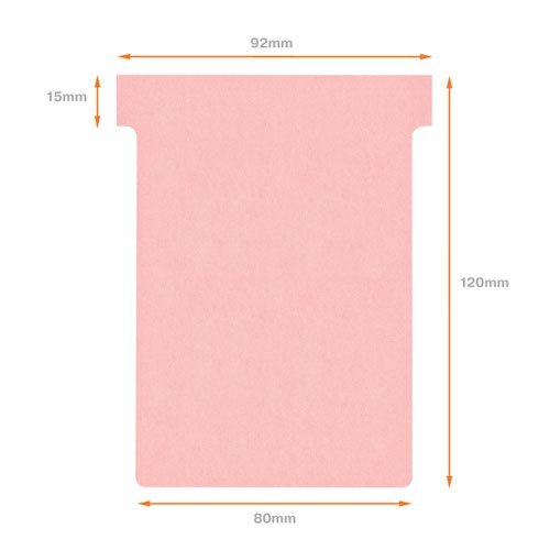 Nobo T-Card Size 3 80 x 120mm Pink (Pack of 100) 2003008 | NB38916 | ACCO Brands