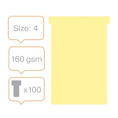Nobo T-Card Size 4 112 x 180mm Yellow (Pack of 100) 2004004