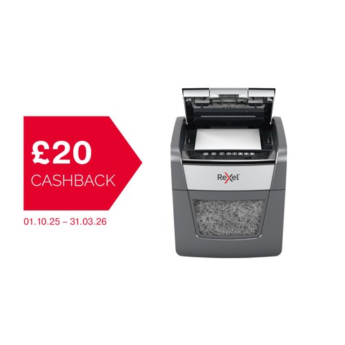 Rexel Optimum AutoFeed 45X Cross Cut Shredder 20 Litre 45 Sheet Automatic/6 Sheet Manual Black 2020045X