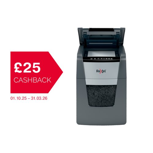 Rexel Optimum AutoFeed Plus 100X Cross Cut Shredder 34 Litre 100 Sheet Automatic/8 Sheet Manual Black 2020100X