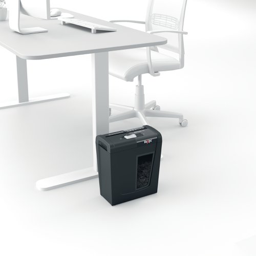 Rexel's range of Secure paper shredders are ideal for destroying your personal documents and sensitive information at home. The Secure S5 shredder machine shreds up to 5 sheets of A4 paper (80gsm) in one go through the manual feed slot into P-2 (6mm) strip cut pieces. This small shredder is perfect for use as a home shredder in a home office, or is also an ideal personal office shredder that fits conveniently under a desk due to its compact and convenient size. Designed for light to moderate use with a 10L bin capacity.