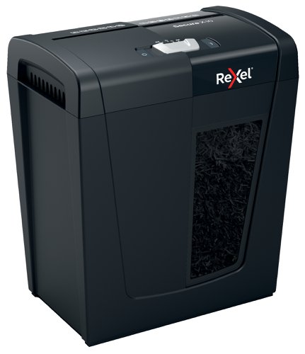 86038AC | Rexel's range of Secure paper shredders are ideal for destroying your personal documents and sensitive information at home. The Secure X10 shredder machine shreds up to 10 sheets of A4 paper (80gsm) in one go through the manual feed slot into P-4 (4x40mm) cross cut pieces. This cross cut shredder is small and compact making it a perfect home shredder for use in a home office; it is also an ideal personal office shredder that fits conveniently under a desk. Designed for light to moderate use with a 18L bin capacity for less frequent emptying.