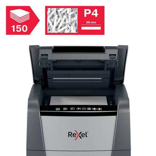 Rexel Optimum AutoFeed+ 150X Automatic Cross Cut Paper Shredder Black