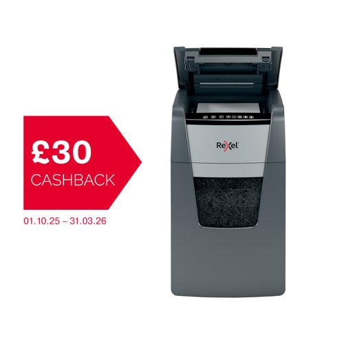 Rexel Optimum AutoFeed Plus 150X Cross Cut Shredder 44 Litre 150 Sheet Automatic/8 Sheet Manual Black 2020150X