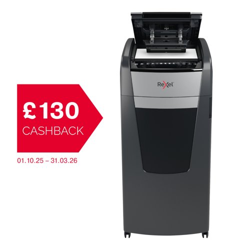 Rexel Optimum AutoFeed Plus 600X Cross Cut Shredder 110 Litre 600 Sheet Automatic/15 Sheet Manual Black 2020600X