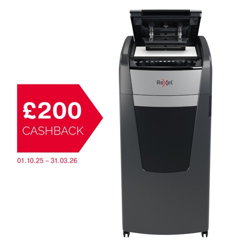 Rexel Optimum AutoFeed Plus 750M Micro Cut Shredder 140 Litre 750 Sheet Automatic/15 Sheet Manual Black 2020750M