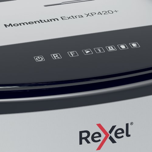 Rexel Momentum Extra XP420+ Cross Cut Paper Shredder, Shreds 20 Sheets, Jam-Free, 60L Bin, 2021421XEU