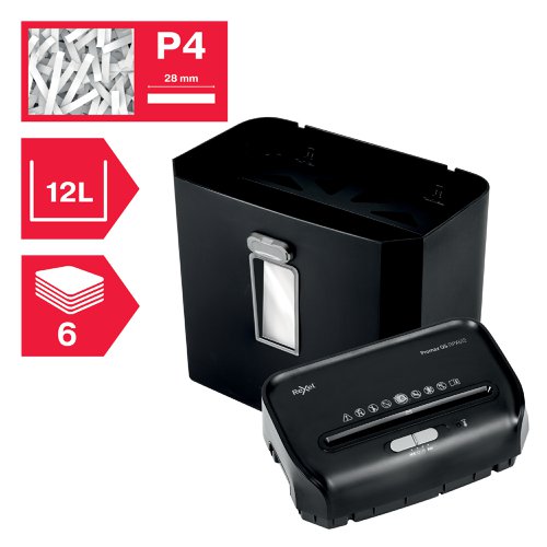 The ProMax QS RPX612 is the ideal paper shredder for the secure disposal of confidential documents. The manual feed slot shreds up to 6 sheets (80 gsm) in one go into P4 (4 x 40mm) cross cut pieces, perfect for the home office. Quietly operates to maintain a calm working environment when shredding. The 12 litre bin is easy to empty, holding up to 132 x A4 sheets, with a lift off shredder head and transparent window to see when it is full. Shreds staples, paper clips and credit cards. Continuous 8 minute run time and ultra quiet operation, ideal for personal shredding use in the home office environment . Manual and auto reverse/forward feature releases paper jams when shredding. This paper shredder comes with a 2 year shredder warranty, and a 3 year cutter warranty. 