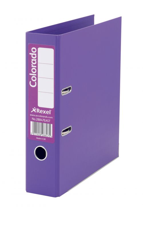 Rexel Colorado Lever Arch File Polypropylene Foolscap 80mm Spine Width Purple (Pack 10)