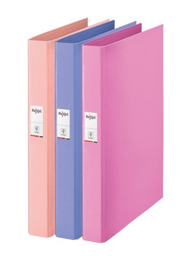Rexel Solea High Quality A4 Ring Binder, 25 mm Spine 2 Ring, 190 Sheet Capacity. Assorted, Pack of 3 ((Blue, Red, Peach)