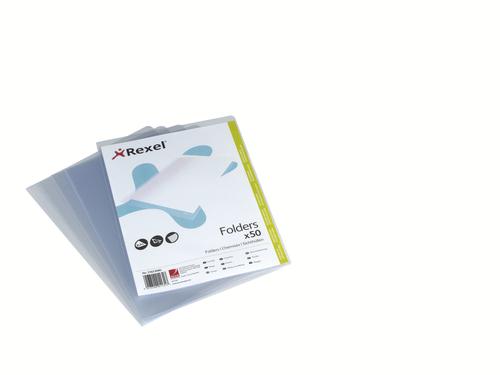 Rexel Economy A4 Document Folder, Glass Clear, 120mic, Cut Flush, Copy Safe, Pack of 50