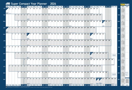 Sasco Super Compact Year Wall Planner 2024 Unmounted W400 x H285mm - 2410217