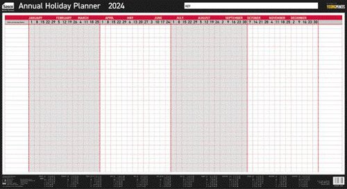 Sasco Annual Holiday Wall Planner 2024 Unmounted W750 x H410mm - 2410230