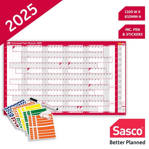 Sasco Oversized Year Planner 2025 SY1075525 Dated Planners SY10755