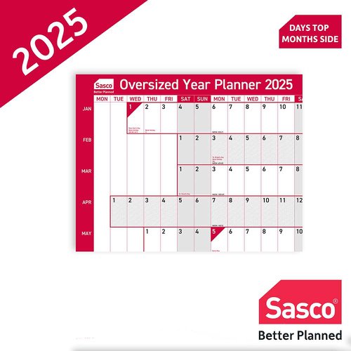 Sasco Oversized Year Planner 2025 SY1075525 Dated Planners SY10755