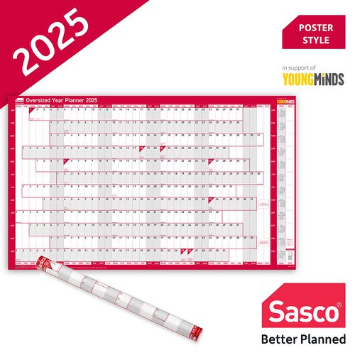 Sasco Oversized Year Planner 2025 SY1075525 Dated Planners SY10755