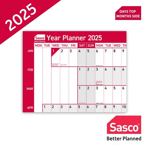 Sasco Year Planner2025 Compact Landsc.unmon. Dated Planners PL1111