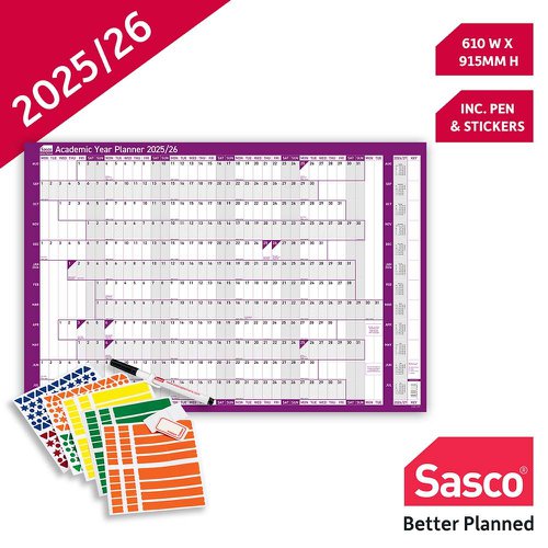 Sasco Academic Year Planner Mounted 2025-26 SY1075325