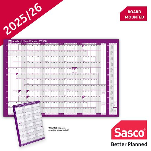 Sasco Academic Year Planner Mounted 2025-26 SY1075325 | SY10753 | ACCO Brands