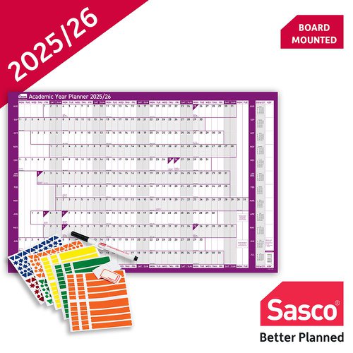 Sasco Year PlannerAcademic 2025/2026 Unmounted Dated Planners PL1118