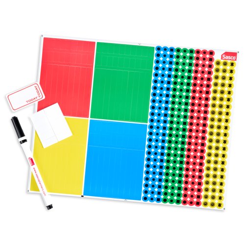 Sasco 2026 Compact Year Wall Planner Portrait with wet wipe pen & sticker pack, Blue, Poster Style - Outer carton of 10