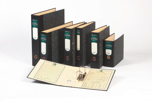 Rexel Classic Lever Arch File Paper on Board Foolscap 80mm Spine Width Black/Green (Pack 10)