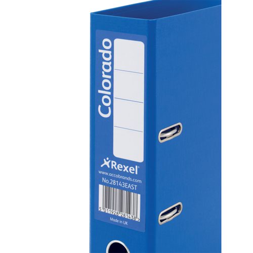 Rexel Colorado Lever Arch File Plastic 80mm Spine A4 Blue Ref 28143EAST [Pack 10]