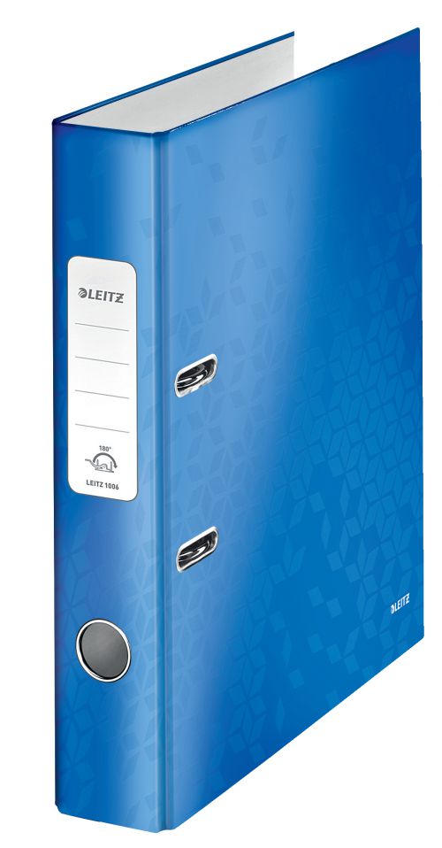 77519AC - Leitz WOW Lever Arch File Laminated Paper on Board A4 50mm Spine Width Blue Metallic (Pack 10) 10060036