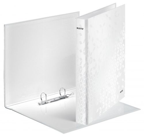 Leitz WOW Ring Binder A4 Maxi 2 D-Ring Size 25mm for 250 Sheets Pearl White - Outer carton of 10