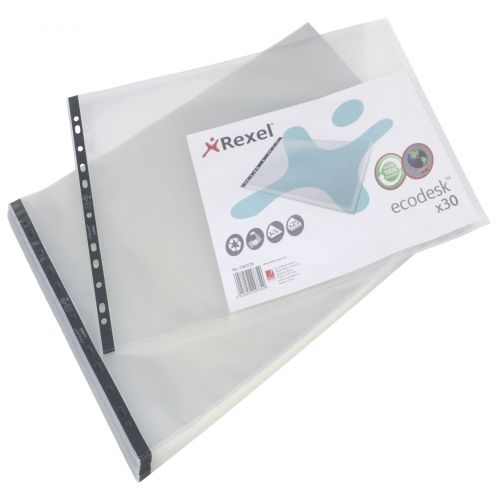 21671AC - Rexel EcoDesk Premium A3 Punched Pockets Landscape 100 Micron (Pack 30) - 2102578