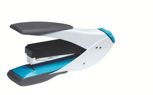 Rexel Easy Touch Half Strip Stapler, 30 Sheet Capacity, Flat Clinch, Metal Body, Includes Staples, Blue and White