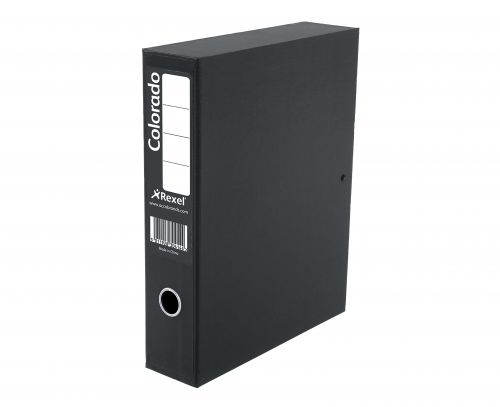 Rexel Colorado Lockspring Box File A4 Black (5 Pack)